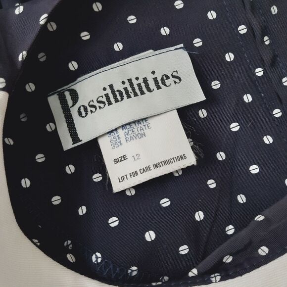 Vintage 80s Dress size Medium Dropped Princess Waist Bib Collar Puff Sleeves - Picture 8 of 9